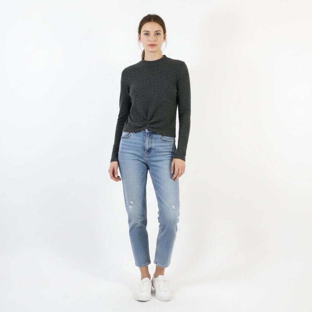 *Design Lab Mock Neck Grey Twist Long Sleeve